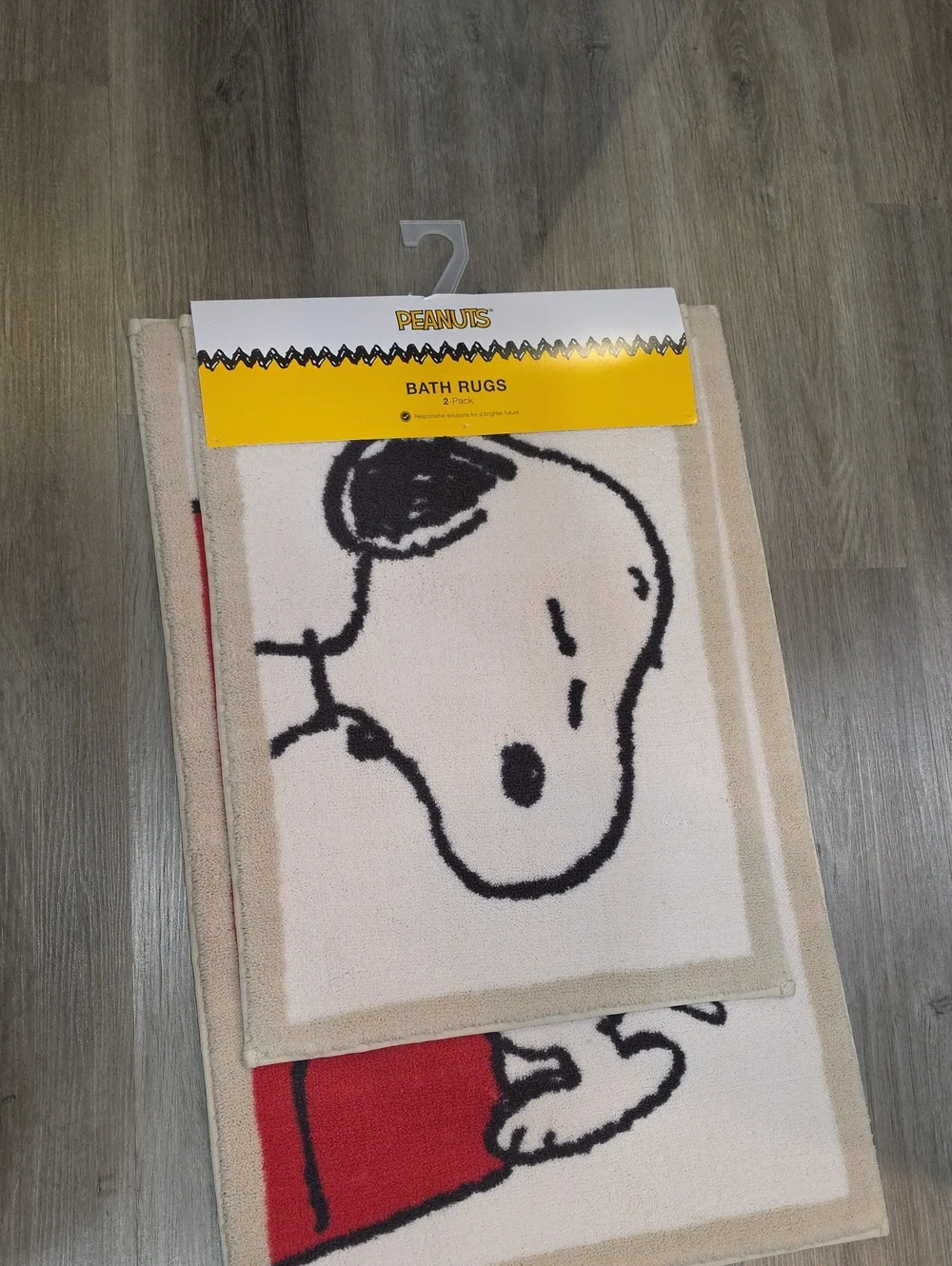 The Big One Peanuts Snoopy & Woodstock 2-PK Bath Rugs- Ivory